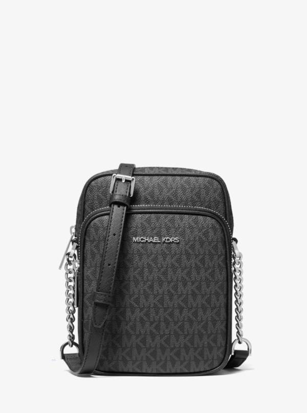 Panske Crossbody Kabelka Michael Kors Jet Set Travel Medium Logo Čierne - Tasky Michael Kors Obchod | QFIUT-6374